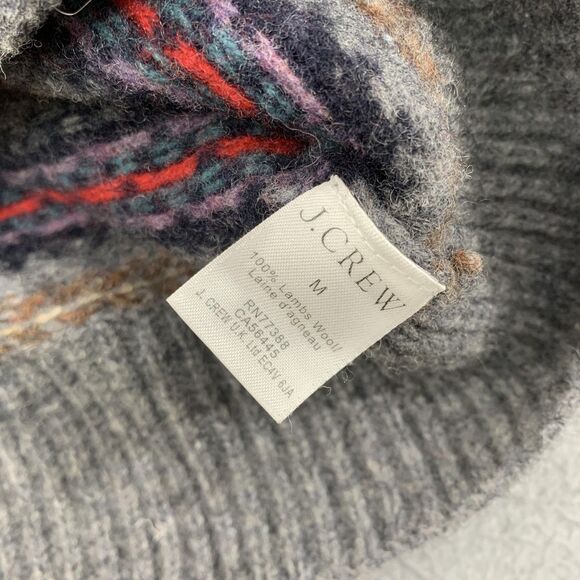 J Crew Sweater Womens Medium Lambs Wool Pullover Aztec Southwestern Winter - Picture 10 of 16